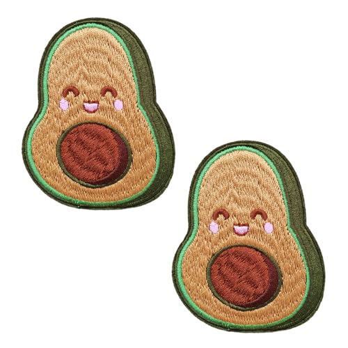 Sunshine Patch 2 Stück bezaubernde Avocado-Aufnäher zum Aufbügeln, Avocado, Baby, Obst, Kleidung, Stoffabzeichen, Weiß von Sunshine Patch