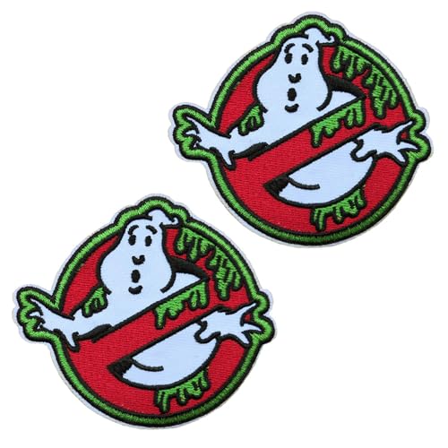 Sunshine Patch 2 x Schleim-Ghostbuster-Aufnäher zum Aufbügeln, für Halloween, Cartoon, Jacke, Rucksack, Stoffabzeichen von Sunshine Patch