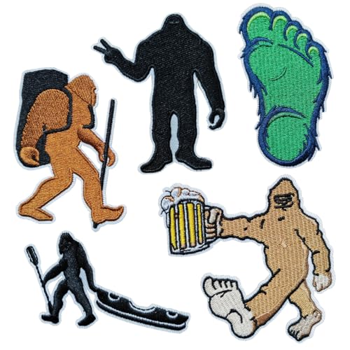 Sunshine Patch 5 Stück Bigfoot bestickte Aufnäher zum Aufbügeln Bigfoot Cheers Kleidung Stoff Abzeichen von Sunshine Patch