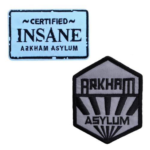 Sunshine Patch Arkham Asylum bestickter Aufnäher zum Aufbügeln, Filme, Cartoon, Kleidung, Zubehör, DIY, 2 Stück von Sunshine Patch