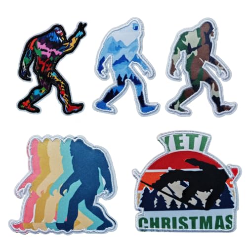 Sunshine Patch Bigfoot Wander-Aufnäher zum Aufbügeln, bestickt, Yeti-Kleidung, Stoffabzeichen, 5 Stück von Sunshine Patch