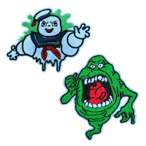 Sunshine Patch Slimer and Stay Puff Bestickter Aufnäher zum Aufbügeln auf Halloween, Cartoon, Jacke, Rucksack, Stoffabzeichen von Sunshine Patch