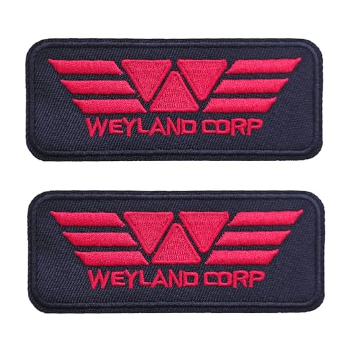 Sunshine Patch Weyland Corp bestickter Aufnäher zum Aufbügeln, Horror-Film, Alien-Kleidung, Stoffabzeichen, Rot/Schwarz, 2 Stück von Sunshine Patch