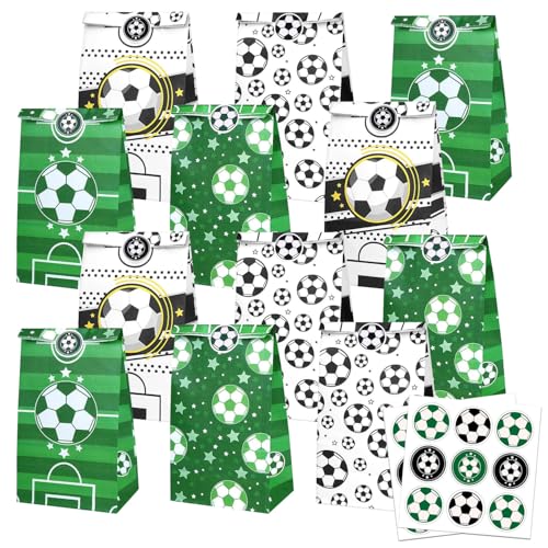 12 Stück Fußball Papiertüten,Kommt mit 18 Aufklebern Fußball Geschenktüte,Geschenktüten Kindergeburtstag,Tüte Fuer Partys Fuer Fussball,Papiertüten Kindergeburtstag,Papiertüten Weihnachten von Sunshine smile