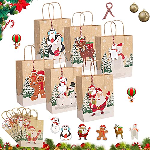 12 Stück GeschenktüTen Weihnachten,Papiertüten,Geschenkbox,Geschenktüten mit Griff Kraftpapier,papiertüten weihnachten,Süßigkeiten Tüten,Geschenktüten,Geschenktüten Weihnachten von Sunshine smile