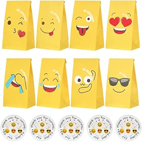 24 Stück Papiertüten,Emoticons Papier Candy Tüten,Partytüten Papier,Tüten Papier Geschenk,Geschenktüten zum Befüllen,Papiertüten für Kindergeburtstag Mitgebsel.… von Sunshine smile