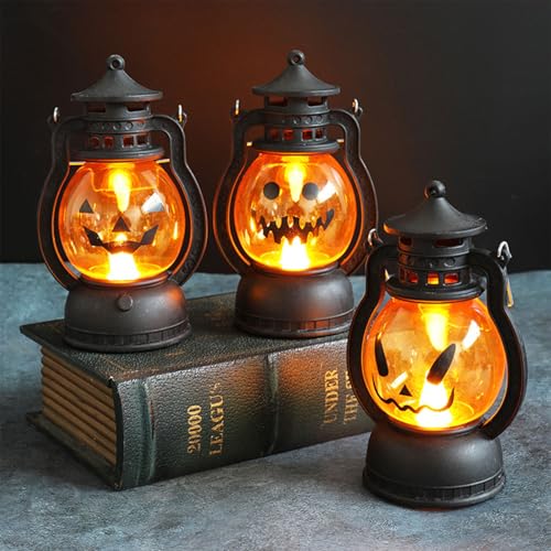 3 Stück Halloween Laternen,Halloween Deko Kürbis,Kürbis Deko Halloween,Kürbis Licht,Herbstdeko Kürbis mit LED Licht,LED Kürbis,Halloween Vintage Kürbis Laterne,Kürbis mit Licht von Sunshine smile