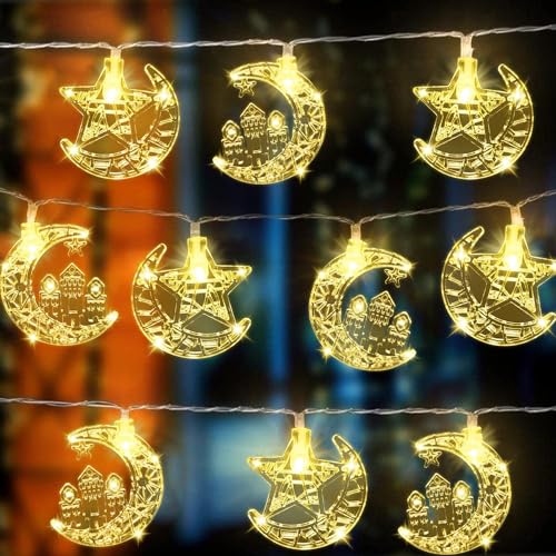 3.2M Ramadan Lichterkette,20LED Muslim Eid LED String,Eid Ramadan Laternen Lichterkette,Lichterketten für Eid Dekorationen,LED Muslim Ramadan Licht,Eid Mubarak Licht,Stern Mond Lichterketten von Sunshine smile