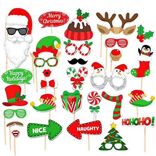 32 pcs Weihnachtsfeier Fotorequisiten, Weihnachten Photo Requisiten,Fotorequisiten Weihnachten,Weihnachten Fotorequisiten,Brillen Weihnachten,Xmas Party Photo Supplies von Sunshine smile