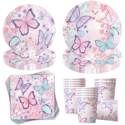 50 Stück Schmetterling Partygeschirr,Schmetterlinge Deko Geburtstag Partygeschirr,Schmetterling Partyteller Geburtstag Geschirr,Schmetterlinge Pappteller Becher Servietten für Kindergeburtstag Deko 50 Stück Schmetterling Partygeschirr,Schmetterlinge Deko Geburtstag Partygeschirr,Schmetterling Partyteller Geburtstag Geschirr,Schmetterlinge Pappteller Becher Servietten für Kindergeburtstag Deko von Sunshine smile