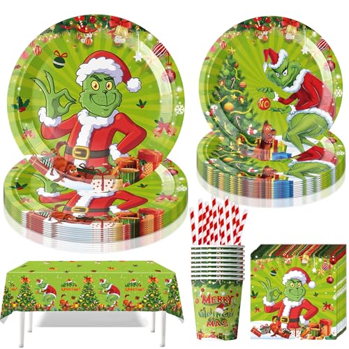 51 Stück Weihnachten Partygeschirr Set,Partygeschirr Geburtstag,Kindergeburtstag Geschirr Set,Kindergeburtstag Deko,Partygeschirr GeburtstagPartygeschirr Geburtstag,Mit Teller Becher Servietten von Sunshine smile