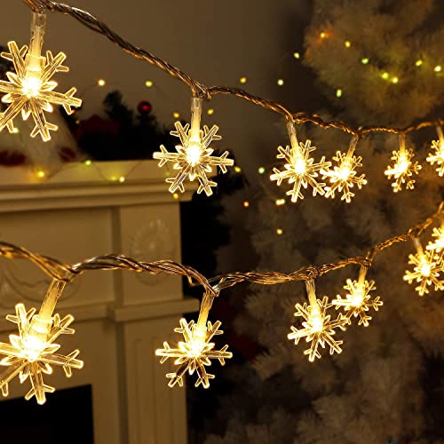 6 Meter 40LED Weihnachten Schneeflocke Lichterketten,Weihnachten Lichterkette,LED Lichterketten Batteriebetriebene,Wasserdicht Außen Innen Lichterketten für Zimmer Weihnachten Garten Beleuchtung von Sunshine smile