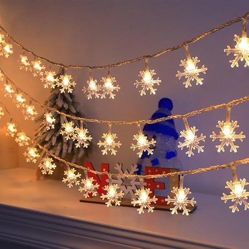 6 Meter 40LED Weihnachten Schneeflocke Lichterketten,Weihnachten Lichterkette,LED Lichterketten Batteriebetriebene,Wasserdicht Außen Innen Lichterketten für Zimmer Weihnachten Garten Beleuchtung von Sunshine smile