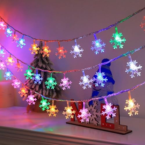 6 Meter 40LED Weihnachten Schneeflocke Lichterketten,Weihnachten Lichterkette,LED Lichterketten Batteriebetriebene,Wasserdicht Außen Innen Lichterketten für Zimmer Weihnachten Garten Beleuchtung von Sunshine smile