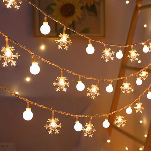 6 Meter 40LED Weihnachten Schneeflocke Lichterketten,Weihnachten Lichterkette,LED Lichterketten Batteriebetriebene,Wasserdicht Außen Innen Lichterketten für Zimmer Weihnachten Garten Beleuchtung von Sunshine smile