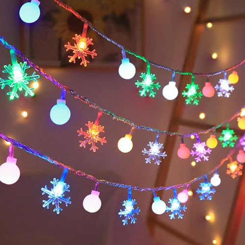 6 Meter 40LED Weihnachten Schneeflocke Lichterketten,Weihnachten Lichterkette,LED Lichterketten Batteriebetriebene,Wasserdicht Außen Innen Lichterketten für Zimmer Weihnachten Garten Beleuchtung von Sunshine smile