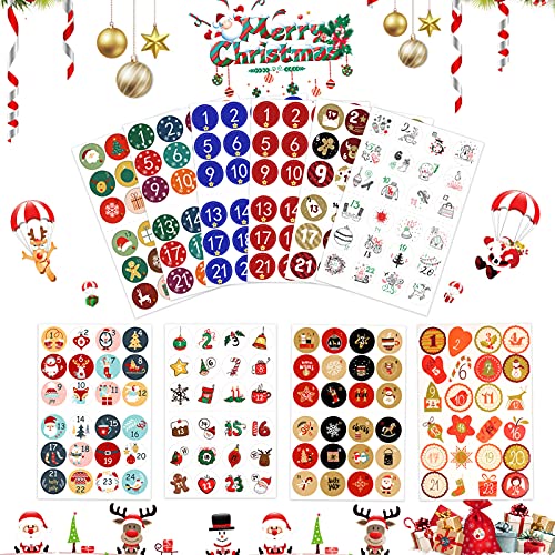 Adventskalender Zahlen Aufkleber,10 x 24 STK,Adventskalender Aufkleber Set(Zahlen 1-24),Runde Adventskalender Sticker Etiketten selbstklebend,Geschenkaufkleber,Aufkleber Weihnachten Adventskalender von Sunshine smile