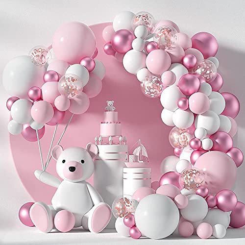 Luftballons Girlande Set,149 Stück Luftballon Rosa Set,Weiß Rosa Metallic Ballon,Konfetti Ballon,Latex Ballon,Luftballons Garland Kit,Macaron Rosa Ballons Girlande Set,Luftballon Geburtstag Deko von Sunshine smile