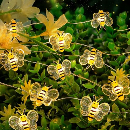 Biene Lichterkette,2M 20LED Lichterkette Bienen batterie,LED Lichterkette für Außen Bienen,Bienen Lichterkette Strom,Lichterkette Bienen Deko für Garten,Blume,Terrasse,Weihnachten,Hochzeiten,Partys von Sunshine smile