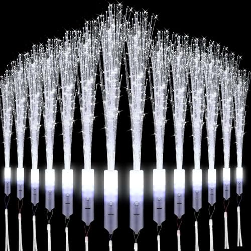 Glasfaser Leuchtstab,12PCS LED Leuchtwedel Weiss,Glasfaserlampe,Leuchtstab Leuchten im Dunkeln,Leuchtstäbe,Hochzeit Glasfaserlampe für Hochzeit Partys Mitgebsel Kindergeburtstag Konzert von Sunshine smile