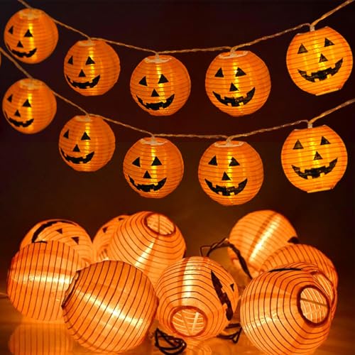 Halloween Lichterkette,300CM 20 LED Orange Kürbis Lampion Lichterkette,Kürbis Lampio,Kürbis Lampion Lichterkette,Halloween Schnur Lichter,Halloween Lichterkette Batterie,Herbst Deko Orange Lampion von Sunshine smile