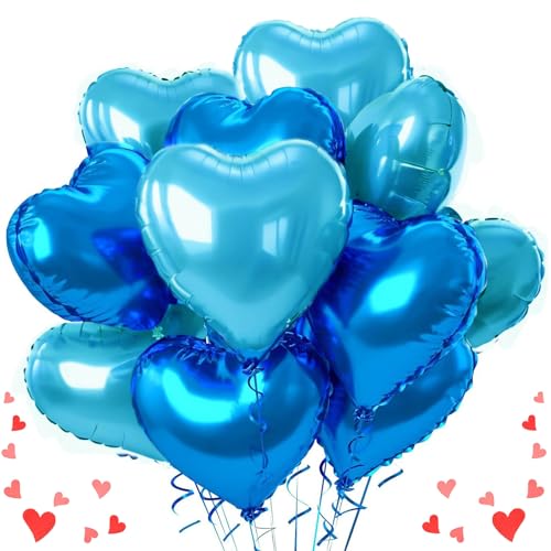 Herz Folienballon Tiefblau Blau,12 Stück 18 Zoll Herz Helium Luftballons,Herzballons,Herzluftballons Hochzeit,Herzform Folienluftballon,Dekoration Ballons,Dekoration für Romantische Atmosphäre von Sunshine smile