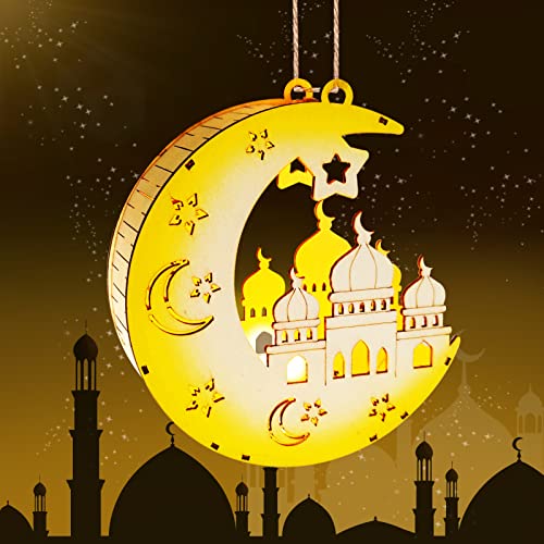 Holz Eid Mubarak Ramadan Dekoration,Ramadan Deko Lampe,Ramadan Mubarak Dekoration LED-Licht,Eid Mubarak Nachtlicht,LED Muslim Ramadan Lichter,Mond und Stern Islam Mubarak Dekoration von Sunshine smile