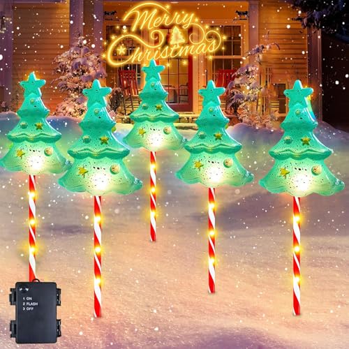 LED Gartenstecker 5er Set,Acryl Weihnachtsbeleuchtung Außen,Garten Deko Beleuchtung,LED Gartenstecker Weihnachten,Weihnachtsdeko Outdoor,Wasserdicht Batterie Gartenleuchte,Garten Lichterkette Außen von Sunshine smile