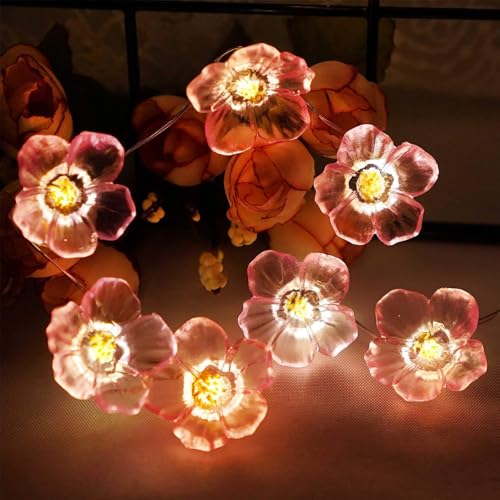 Lichterkette Kirschblüten,2M 20LED Kirschblüten Lichterkette Wand,Lichterkette Kirschblüten Strom,Lichterkette Blumen Batterie,Lichterkette Kirschblüten Innen,Japanische Kirschblüten Lichterkette von Sunshine smile