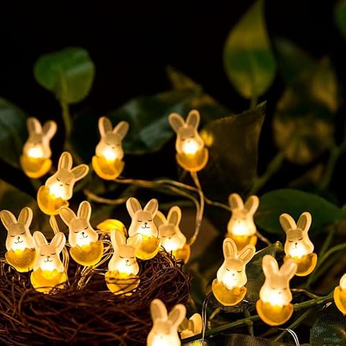 Lichterkette Ostern Batterie,2M 20LED Lichterkette Ostern Kaninchen,Osterkaninchen Lichterkette,Lichterkette Innen Ostern,Lichterkette Außen Ostern,LED Lichterkette usb Ostereier von Sunshine smile