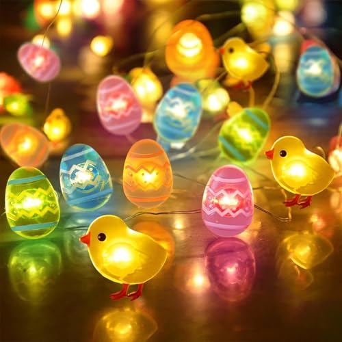 Lichterkette Ostern Batterie,2M 20LED Lichterkette Ostern Küken,Osterküken Lichterkette,Lichterkette Innen Ostern,Huhn Lichterkette,Lichterkette Außen Ostern,LED Lichterkette usb Ostereier von Sunshine smile