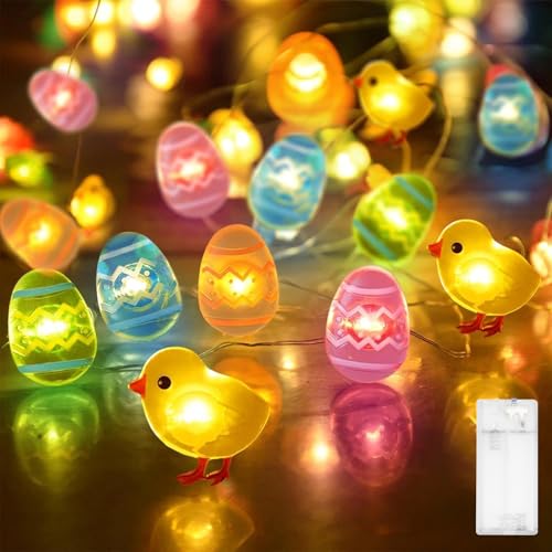 Lichterkette Ostern Batterie,2M 20LED Lichterkette Ostern Küken,Osterküken Lichterkette,Lichterkette Innen Ostern,Huhn Lichterkette,Lichterkette Außen Ostern,LED Lichterkette usb Ostereier von Sunshine smile