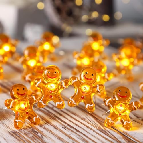 Lichterkette Weihnachten,2M 20LED Lebkuchenmann Lichterkette,Lichterkette Weihnachten Lebkuchenmann,Lichterkette Innen Weihnachten,Lichterketten Fenster Innen,LED Lichterkette Batteriebetrieben Aussen von Sunshine smile