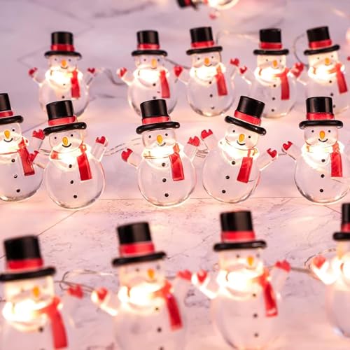 Lichterkette Weihnachten,2M 20LED Schneemann Lichterkette,Lichterkette Weihnachten Schneemann,Lichterkette Innen Weihnachten,Lichterketten Fenster Innen,LED Lichterkette Batteriebetrieben Aussen von Sunshine smile