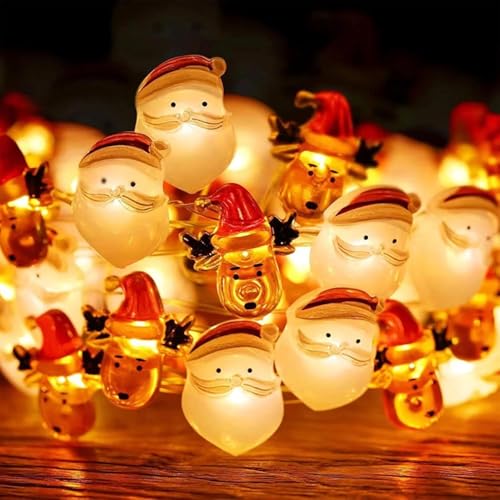 Lichterkette Weihnachten Rentiern,2M 20LED Weihnachtsmann Lichterkette,Weihnachtsmann Weihnachtsdeko Lichtervorhang,Lichterkette Innen Weihnachten,Lichterketten Fenster Innen Für Party, Weihnachten von Sunshine smile