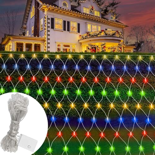 Lichternetz Außen,LED Lichternetz,Lichterkette Netzlicht,Lichterkettennetz,LED Lichterkette außen Netz,8Modi Lichtervorhang mit Stecker,Wasserdicht Lichternetz Innen für Büsche Garten Zimmer Balkon von Sunshine smile