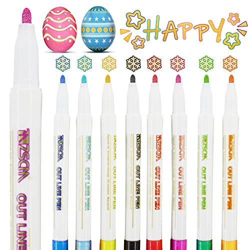 Outline Stifte,8 Farbe Double Line Metallic Stifte Glitzerstifte,zauberstifte,Metallic Marker Stifte,Doppelte Linie Stift, DIY Stein,Papier, Glasmalerei von Sunshine smile