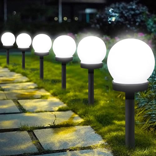 Solar Gartenleuchte,6 Stück Wasserdichte Solarlampen für Garten,Kugelleuchte,LED Kugel mit Erdspieß,Gartenleuchte mit Kugellampe,LED Solarleuchten für Garten,Gartenbeleuchtung,Außenbeleuchtung Garten von Sunshine smile