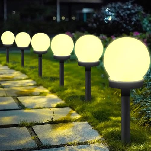 Solar Gartenleuchte,6 Stück Wasserdichte Solarlampen für Garten,Kugelleuchte,LED Kugel mit Erdspieß,Gartenleuchte mit Kugellampe,LED Solarleuchten für Garten,Gartenbeleuchtung,Außenbeleuchtung Garten von Sunshine smile