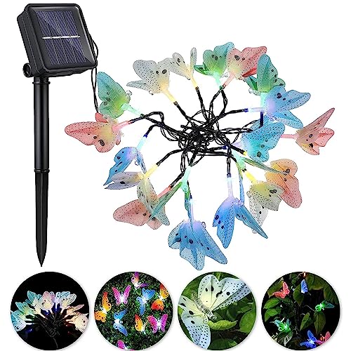 Solar Lichterkette Außen,Schmetterling Lichterketten 10 LED 3.5M,LED Lichterkette Schmetterling Aussen mit Solarpanel,LED Solar Lichterketten von Sunshine smile