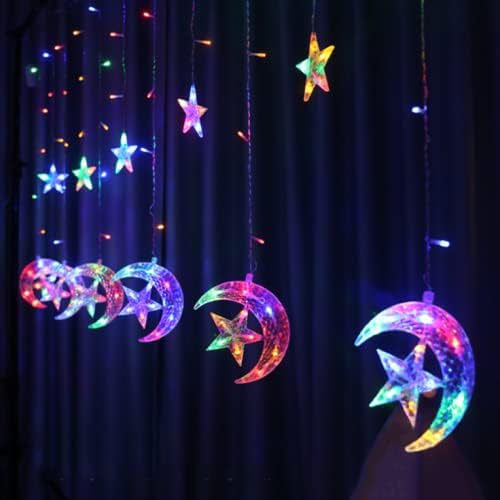 Stern Lichterkette Lichtervorhang,Lichterkette,LED Lichterkette Sternenvorhang,LED Sterne Mond Vorhang Licht,LED Lichterkette Mond,Vorhang Schnur Licht,LED Vorhang Lichter von Sunshine smile