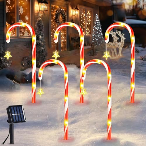 Sunshine smile 5er Weihnachtsbeleuchtung Außen Solar,LED Gartenstecker Weihnachten,Weihnachtsdeko Solar Outdoor,Lichterkette Außen,Weihnachtsdeko Garten,Weihnachtsdeko Outdoor von Sunshine smile