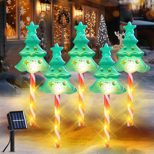 Sunshine smile 5er Weihnachtsbeleuchtung Außen Solar,LED Gartenstecker Weihnachten,Weihnachtsdeko Solar Outdoor,Lichterkette Außen,Weihnachtsdeko Garten,Weihnachtsdeko Outdoor von Sunshine smile