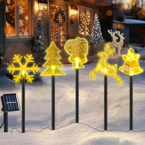 Sunshine smile 5er Weihnachtsbeleuchtung Außen Solar,LED Gartenstecker Weihnachten,Weihnachtsdeko Solar Outdoor,Lichterkette Außen,Weihnachtsdeko Garten,Weihnachtsdeko Outdoor von Sunshine smile