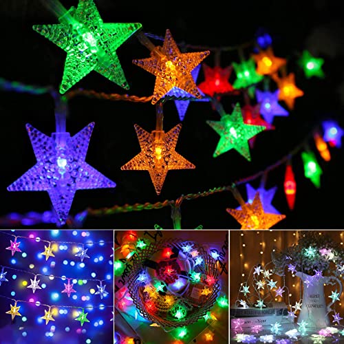 Sunshine smile 6 Meter 40LED Weihnachten Lichterketten,Weihnachten Sterne Lichterkette,LED Batteriebetriebene Lichterketten,Wasserdicht Außen Innen Sterne Lichterketten für Weihnachtsbaum Hochzeit von Sunshine smile