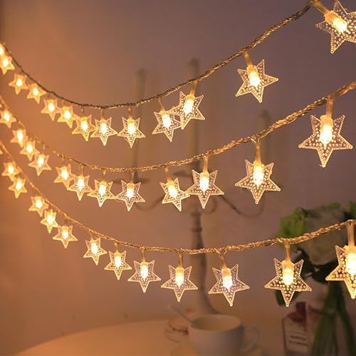 Sunshine smile 6 Meter 40LED Weihnachten Sterne Lichterkette, Weihnachten Lichterketten, LED Batteriebetriebene Lichterketten,Wasserdicht Außen Innen Sterne Lichterketten für Weihnachtsbaum Hochzeit von Sunshine smile