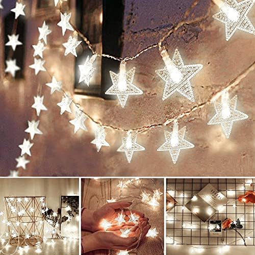 Sunshine smile 6 Meter 40LED Weihnachten Sterne Lichterkette, Weihnachten Lichterketten, LED Batteriebetriebene Lichterketten,Wasserdicht Außen Innen Sterne Lichterketten für Weihnachtsbaum Hochzeit von Sunshine smile