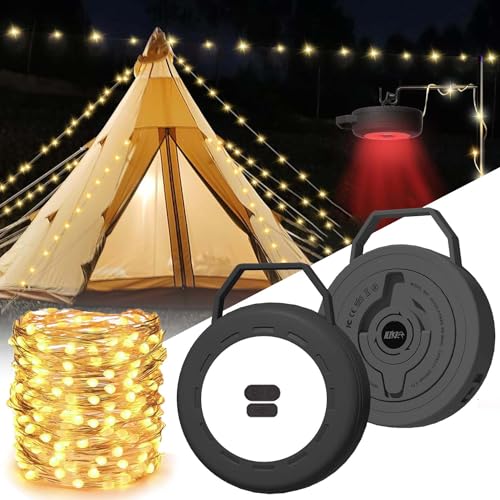 Sunshine smile Camping Lichterkette Aufrollbar 10M,Lichterkette Aufrollbar,Wasserdichte Lichterkette Aufrollbar,Wasserdichte Tragbare Verstaubare Lichterkette für Den AuBenbereich von Sunshine smile