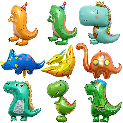 9PCS Dino Luftballon,Folienballon Dinosaurier,Luftballons Dinosaurier,Helium Ballons Dino,Dino Geburtstag Deko,Dino Deko Kindergeburtstag,Dinosaurier Aufblasen für Dinosaurier Party Dekoration Kinder von Sunshine smile