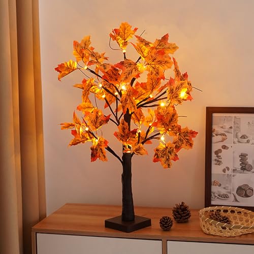 Sunshine smile LED Herbstdeko,LED Ahornblatt Baum Licht,Schreibtisch Ahorn-Blätter Baumlicht,Lichterbaum Für Innen Herbst,Ahornblatt Baum Licht,Herbstdeko Blätter Lichterketten,Deko Baum mit LED von Sunshine smile